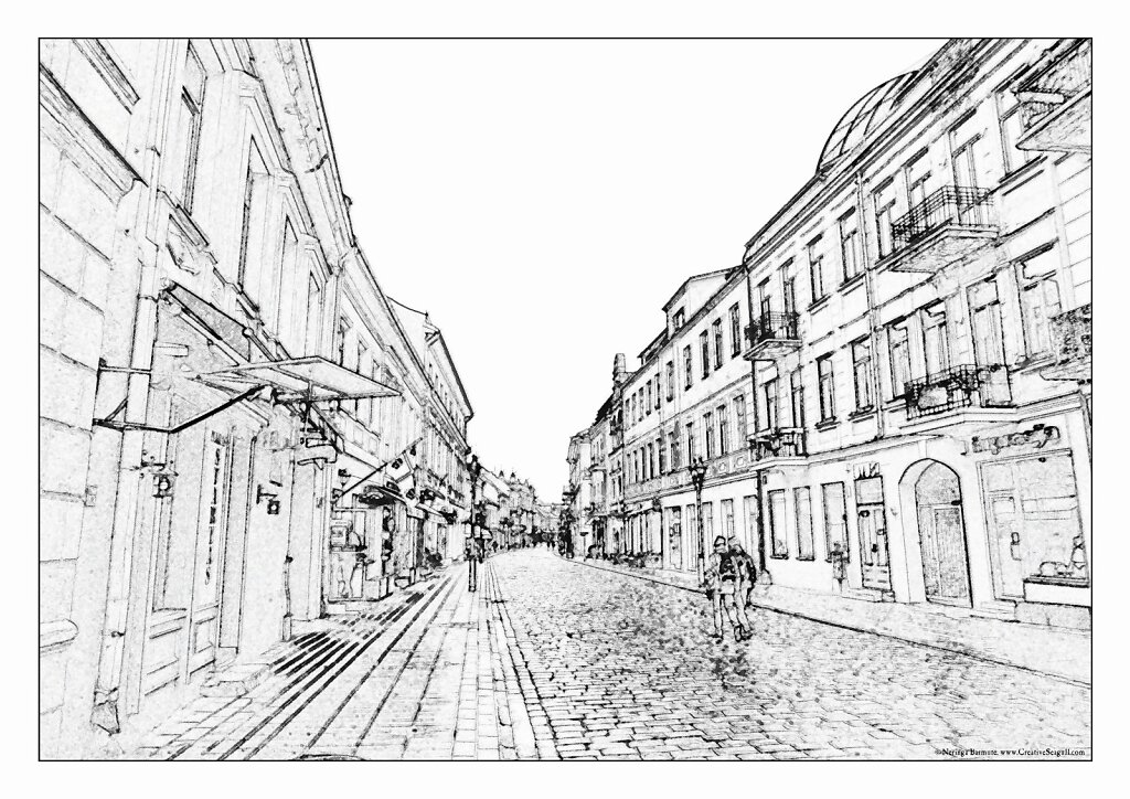 Kaunas greyscale coloring page